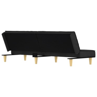 vidaXL Καναπές Κρεβάτι Μαύρος Υφασμάτινος 200x100x33cm 1 τεμ. Γωνιακός