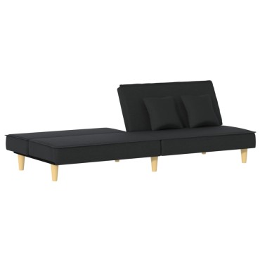 vidaXL Καναπές Κρεβάτι Μαύρος Υφασμάτινος 200x100x33cm 1 τεμ. Γωνιακός