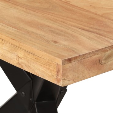 vidaXL Τραπεζαρία Μαύρη 180x90x77cm από Μασίφ Ξύλο Ακακίας 1 τεμ.