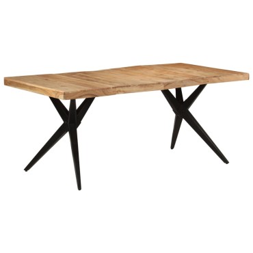 vidaXL Τραπεζαρία Μαύρη 180x90x77cm από Μασίφ Ξύλο Ακακίας 1 τεμ.