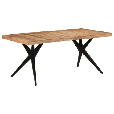 vidaXL Τραπεζαρία Μαύρη 180x90x77cm από Μασίφ Ξύλο Ακακίας 1 τεμ.