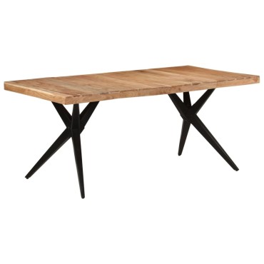 vidaXL Τραπεζαρία Μαύρη 180x90x77cm από Μασίφ Ξύλο Ακακίας 1 τεμ.