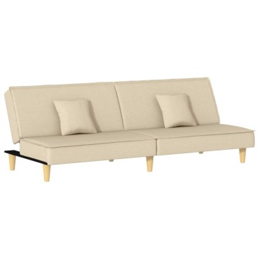 vidaXL Καναπές Κρεβάτι Κρεμ Υφασμάτινος 200x100x33cm 1 τεμ. Γωνιακός