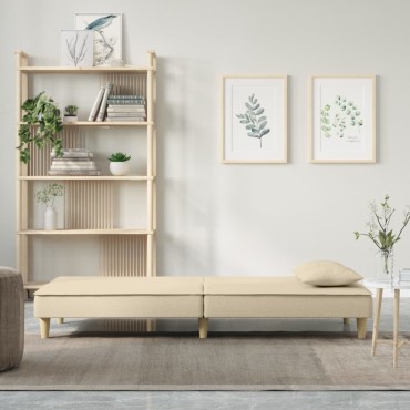 vidaXL Καναπές Κρεβάτι Κρεμ Υφασμάτινος 200x100x33cm 1 τεμ. Γωνιακός