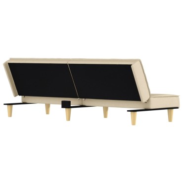 vidaXL Καναπές Κρεβάτι Κρεμ Υφασμάτινος 200x100x33cm 1 τεμ. Γωνιακός