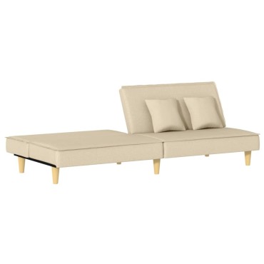 vidaXL Καναπές Κρεβάτι Κρεμ Υφασμάτινος 200x100x33cm 1 τεμ. Γωνιακός