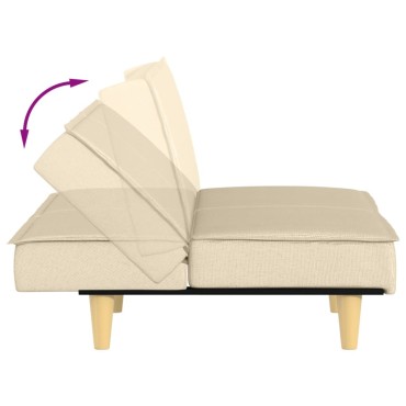 vidaXL Καναπές Κρεβάτι Κρεμ Υφασμάτινος 200x100x33cm 1 τεμ. Γωνιακός