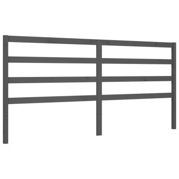 vidaXL Πλαίσιο Κρεβατιού με Κεφαλάρι Γκρι 200x200cm Μασίφ Ξύλο 1 τεμ. - Διπλό