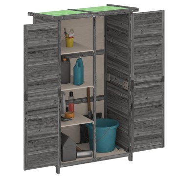 vidaXL Αποθήκη Εργαλείων Κήπου Γκρι 83x57x140 εκ. Μασίφ Ξύλο Πεύκου