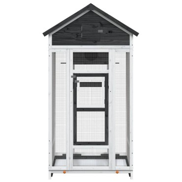 vidaXL Σπιτάκι Πουλιών Γκρι 91,5 x 53 x 170 εκ. από Μασίφ Ξύλο Πεύκου