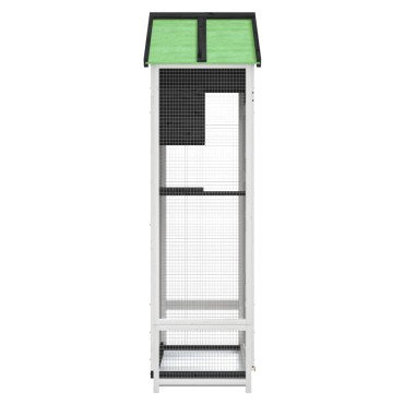 vidaXL Σπιτάκι Πουλιών Γκρι 91,5 x 53 x 170 εκ. από Μασίφ Ξύλο Πεύκου