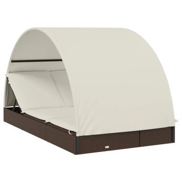vidaXL Ξαπλώστρα 2 Ατόμων Στρογγ. Οροφή Καφέ 211x112x140cm Συνθ. Ρατάν 1 τεμ.