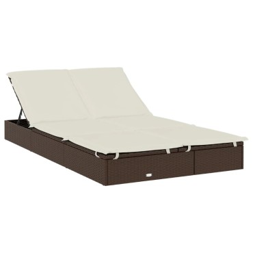 vidaXL Ξαπλώστρα 2 Ατόμων Στρογγ. Οροφή Καφέ 211x112x140cm Συνθ. Ρατάν 1 τεμ.