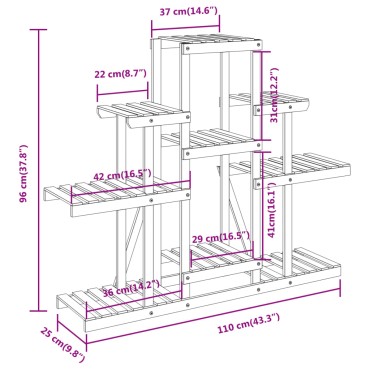 vidaXL Βάση Λουλουδιών 110 x 25 x 96 εκ. από Μασίφ Ξύλο Ελάτης