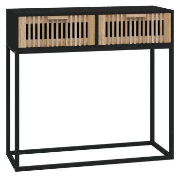 vidaXL Τραπέζι Κονσόλα Μαύρο 80x30x75cm Επεξεργασμένο Ξύλο / Σίδηρος 1 τεμ.