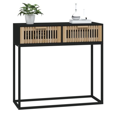 vidaXL Τραπέζι Κονσόλα Μαύρο 80x30x75cm Επεξεργασμένο Ξύλο / Σίδηρος 1 τεμ.