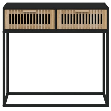 vidaXL Τραπέζι Κονσόλα Μαύρο 80x30x75cm Επεξεργασμένο Ξύλο / Σίδηρος 1 τεμ.