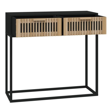 vidaXL Τραπέζι Κονσόλα Μαύρο 80x30x75cm Επεξεργασμένο Ξύλο / Σίδηρος 1 τεμ.