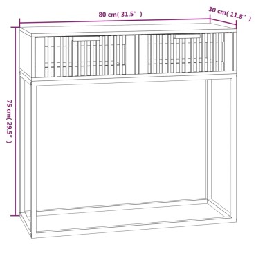 vidaXL Τραπέζι Κονσόλα Μαύρο 80x30x75cm Επεξεργασμένο Ξύλο / Σίδηρος 1 τεμ.