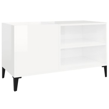 vidaXL Δισκοθήκη Γυαλιστερή Λευκή 84,5x38x48cm Επεξεργασμένο Ξύλο 1 τεμ.