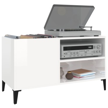 vidaXL Δισκοθήκη Γυαλιστερή Λευκή 84,5x38x48cm Επεξεργασμένο Ξύλο 1 τεμ.