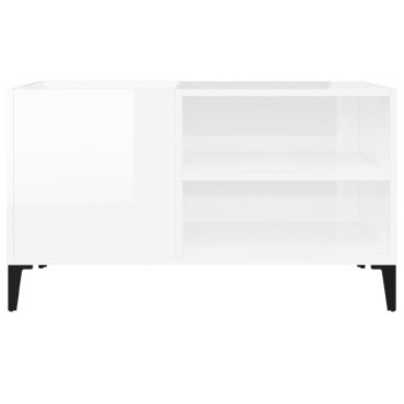 vidaXL Δισκοθήκη Γυαλιστερή Λευκή 84,5x38x48cm Επεξεργασμένο Ξύλο 1 τεμ.