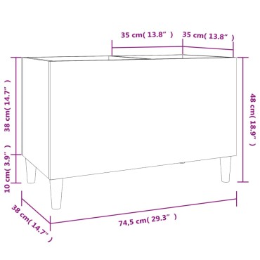 vidaXL Δισκοθήκη Γκρι Σκυροδέματος 74,5x38x48cm Επεξεργασμένο Ξύλο
