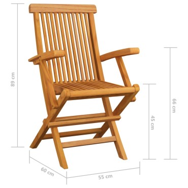 vidaXL Καρέκλες Κήπου 2 τεμ. από Μασίφ Ξύλο Teak με Πράσινα Μαξιλάρια 55x60x89cm
