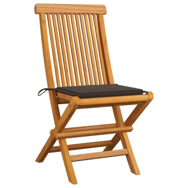 vidaXL Καρέκλες Κήπου 4 τεμ. από Μασίφ Ξύλο Teak με Taupe Μαξιλάρια 47x60x89cm