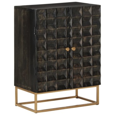 vidaXL Ντουλάπι Μαύρο 55x34x75cm από Μασίφ Ξύλο Μάνγκο και Σίδηρο 1 τεμ.