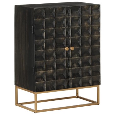 vidaXL Ντουλάπι Μαύρο 55x34x75cm από Μασίφ Ξύλο Μάνγκο και Σίδηρο 1 τεμ.