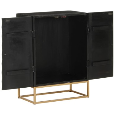 vidaXL Ντουλάπι Μαύρο 55x34x75cm από Μασίφ Ξύλο Μάνγκο και Σίδηρο 1 τεμ.