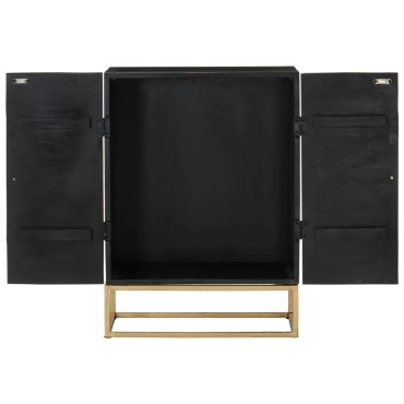 vidaXL Ντουλάπι Μαύρο 55x34x75cm από Μασίφ Ξύλο Μάνγκο και Σίδηρο 1 τεμ.
