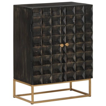 vidaXL Ντουλάπι Μαύρο 55x34x75cm από Μασίφ Ξύλο Μάνγκο και Σίδηρο 1 τεμ.