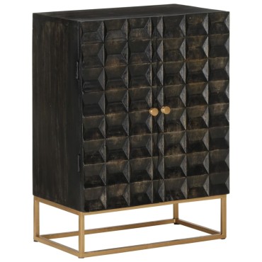 vidaXL Ντουλάπι Μαύρο 55x34x75cm από Μασίφ Ξύλο Μάνγκο και Σίδηρο 1 τεμ.