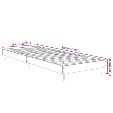 vidaXL Πλαίσιο Κρεβατιού Γκρι Σκυροδέματος 75 x 190 εκ. Επεξεργ. Ξύλο