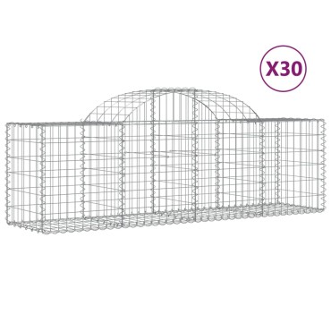 vidaXL Συρματοκιβώτια Τοξωτά 30 τεμ. 200x50x60/80 εκ. Γαλβαν. Ατσάλι