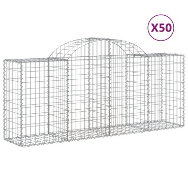 vidaXL Συρματοκιβώτια Τοξωτά 50 τεμ. 200x50x80/100 εκ. Γαλβαν. Ατσάλι