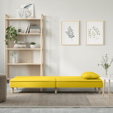 vidaXL Καναπές Κρεβάτι Ανοιχτό Κίτρινο Υφασμάτινος 200x100x33cm 1 τεμ. Γωνιακός