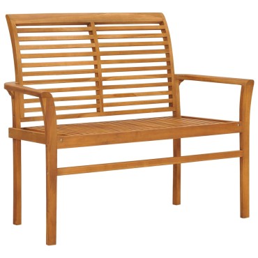 vidaXL Παγκάκι Κήπου από Μασίφ Ξύλο Teak με Taupe Μαξιλάρι 112x55x94cm 1 τεμ.