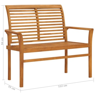 vidaXL Παγκάκι Κήπου Μασίφ Ξύλο Teak Φωτεινό Πράσινο Μαξιλάρι 112x55x94cm 1 τεμ.