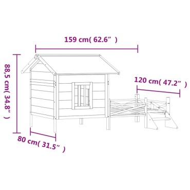 vidaXL Σπίτι Σκύλου Καφέ 159 x 120 x 88,5 εκ. από Μασίφ Ξύλο Πεύκου