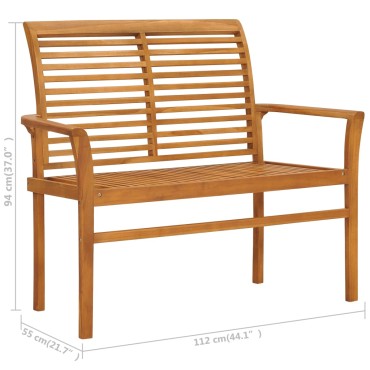 vidaXL Παγκάκι Κήπου από Μασίφ Ξύλο Teak με Γκρι Μαξιλάρι 112x55x94cm 1 τεμ.