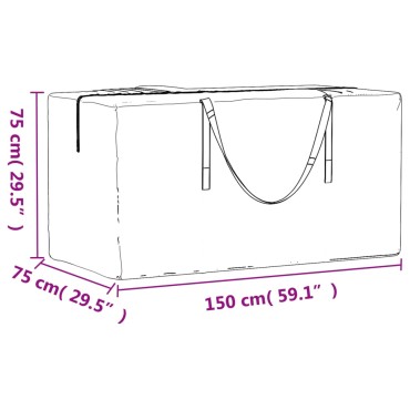 vidaXL Τσάντα Αποθ. Μαξιλαριών Κήπου Μαύρη 150x75x75cm Πολυαιθυλένιο