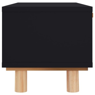 vidaXL Τραπεζάκι Σαλονιού Μαύρο 80x40x30cm Επεξ. Ξύλο & Μασίφ Πεύκο 1 τεμ.