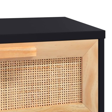 vidaXL Τραπεζάκι Σαλονιού Μαύρο 80x40x30cm Επεξ. Ξύλο & Μασίφ Πεύκο 1 τεμ.