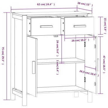 vidaXL Ντουλάπι Μαύρο 62x38x75cm από Επεξεργασμένο Ξύλο 1 τεμ.