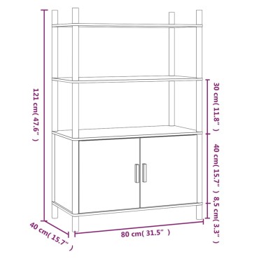 vidaXL Ντουλάπι Μαύρο 80x40x121cm από Επεξεργασμένο Ξύλο 1 τεμ.