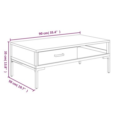 vidaXL Τραπεζάκι Σαλονιού Μαύρο 90x50x35cm από Μασίφ Ξύλο Πεύκου 1 τεμ.