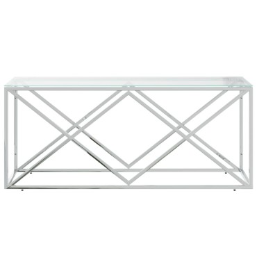 vidaXL Τραπέζι Σαλονιού 110x45x45cm από Ανοξ. Ατσάλι και Γυαλί 1 τεμ.